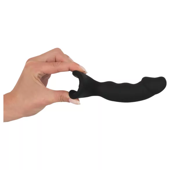 Black Velvets - anālais vibrators ar dildo, uzlādējams, melns