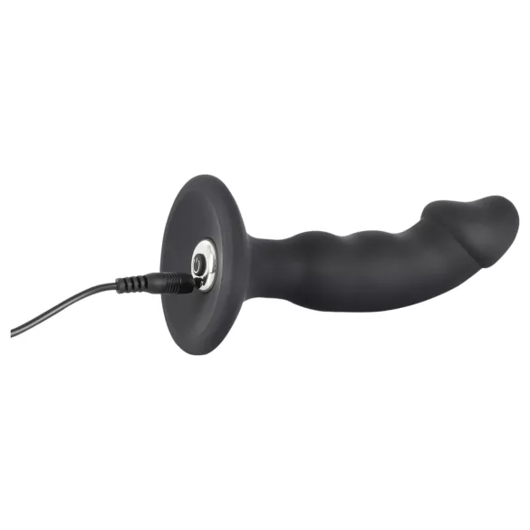 Black Velvets - anālais vibrators ar dildo, uzlādējams, melns