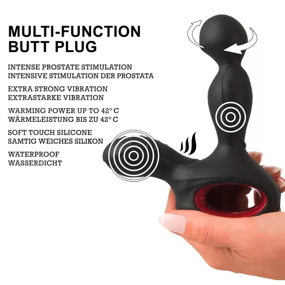 You2Toys masāžas prostatas vibrators ar rotāciju un sildīšanu melns