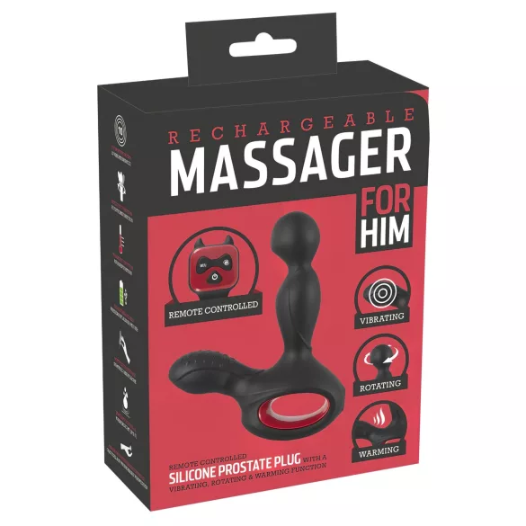 You2Toys masāžas prostatas vibrators ar rotāciju un sildīšanu melns