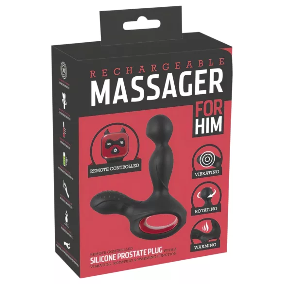 You2Toys masāžas prostatas vibrators ar rotāciju un sildīšanu melns