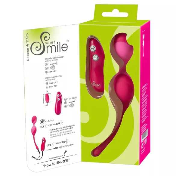 SMILE vibrējošā ola ar tālvadību 82g rozā