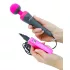 PalmPower Wand - masāžas vibrators ar powerbanku rozā-pelēks