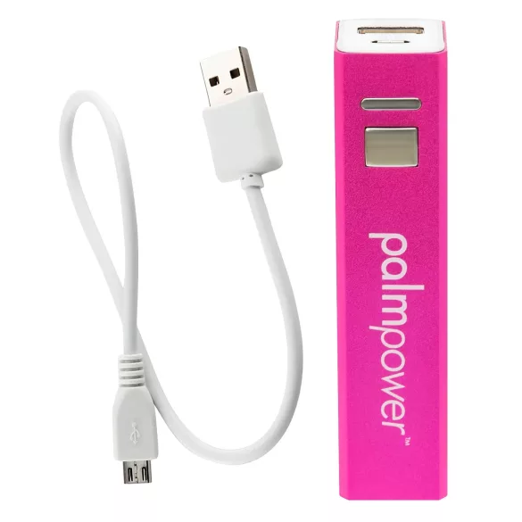 PalmPower Wand - masāžas vibrators ar powerbanku rozā-pelēks