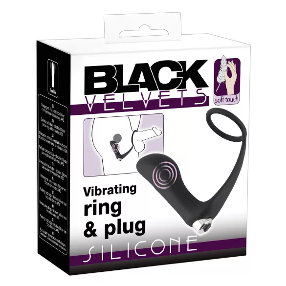 Black Velvets - anālais vibrators ar erekcijas gredzenu melns