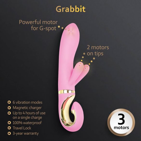 G-Vibe GRabbit - G-punkta trīsmotors vibrators (rozā)