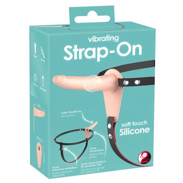 You2Toys - Strapon - uzlādējams, uzvelkams vibrators (dabīgs)
