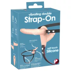   You2Toys - Strap-On - uzliekams dubultais vibrators (ķermeņa krāsas)