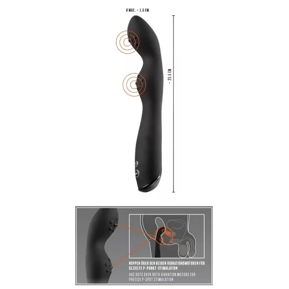 Rebel prostatas vibrators vīriešiem ar 2 motoriem melns