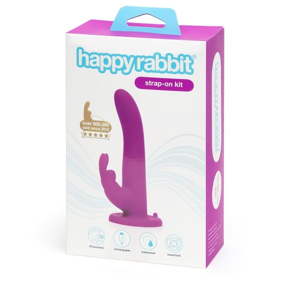 Happyrabbit strap-on vibrators ar trušu ausīm, violets