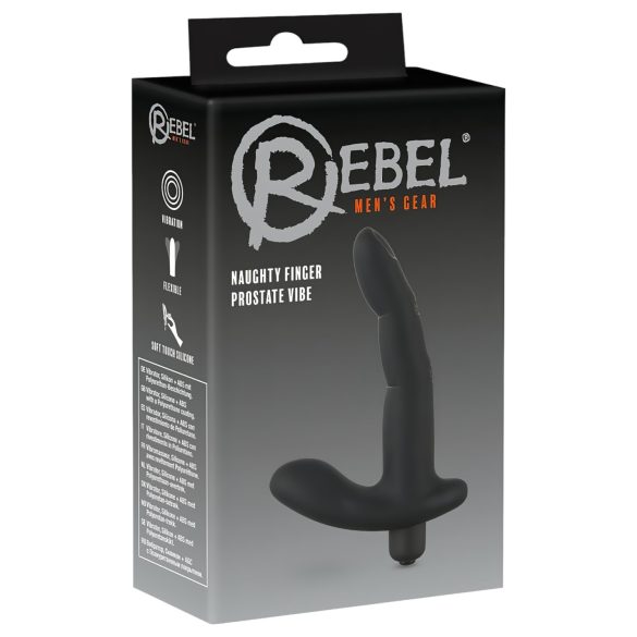 Rebel Nerātnā Pirkstiņa - prostatas vibrators (melns)