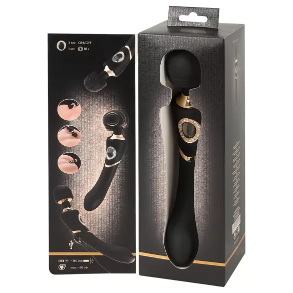 Cleopatra Wand - vibrējošs masāžas vibrators ūdensizturīgs uzlādējams melns