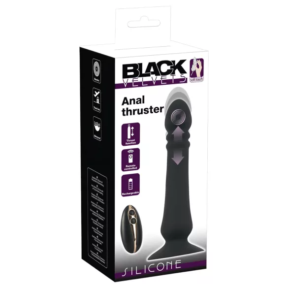 Black Velvets - uzlādējams, stumjošs anālais vibrators (melns)