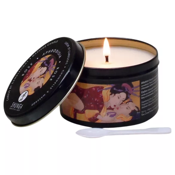 Shunga masāžas svece ar afrodiziaku, rožu aromāts, 170ml