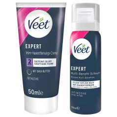   Veet - intīmā depilācijas krēma un mitrinošās putas sievietēm (2×50 ml)