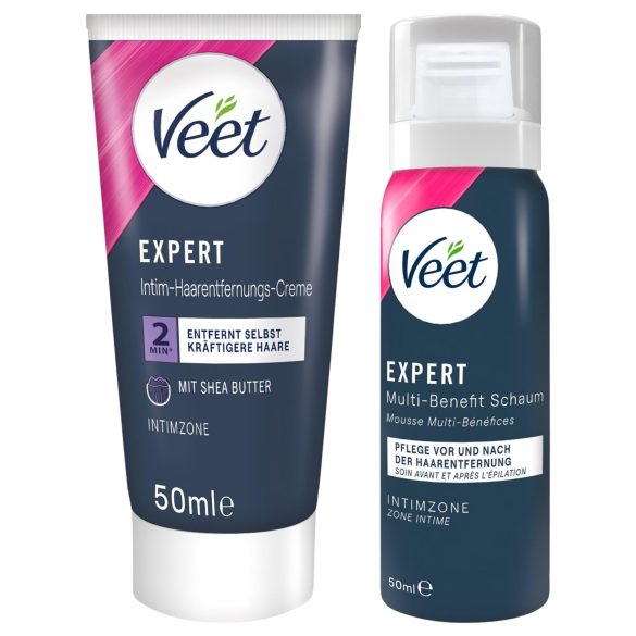Veet - intīmā depilācijas krēma un mitrinošās putas sievietēm (2×50 ml)