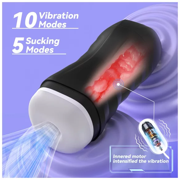 AlvUp - sūkšanas un vibrējošais masturbators (melns)