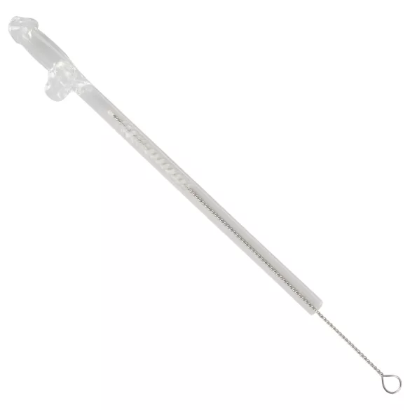 Straw Willy - dzimumlocekļa formas stikla salmiņi, caurspīdīgi, 4 gab.