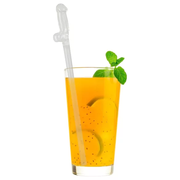 Straw Willy - dzimumlocekļa formas stikla salmiņi, caurspīdīgi, 4 gab.