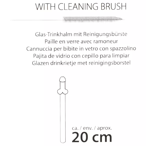 Straw Willy - dzimumlocekļa formas stikla salmiņi, caurspīdīgi, 4 gab.