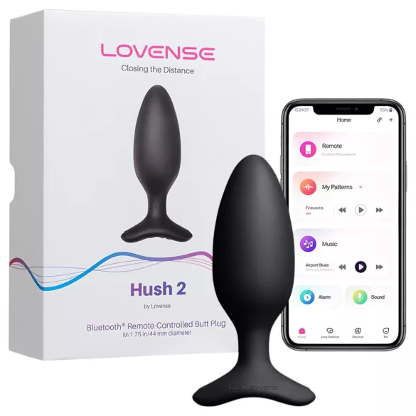 Lovense Hush 2 S - lietotnes vadāms anālais vibrators (38 mm, melns)