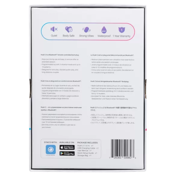 Lovense Hush 2 S - lietotnes vadāms anālais vibrators (38 mm, melns)