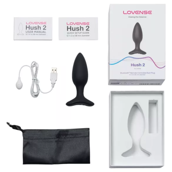 Lovense Hush 2 S - lietotnes vadāms anālais vibrators (38 mm, melns)