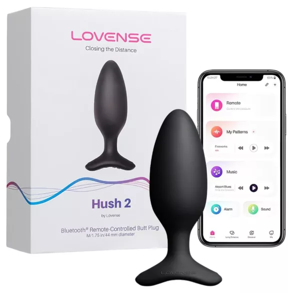 Lovense Hush 2 M - Lietotnes vadāms anālais vibrators (45 mm, melns)