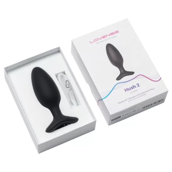Lovense Hush 2 M - Lietotnes vadāms anālais vibrators (45 mm, melns)