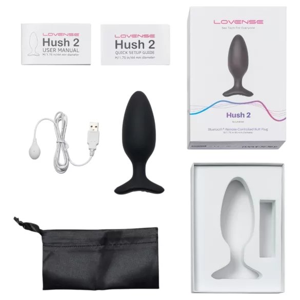 Lovense Hush 2 M - Lietotnes vadāms anālais vibrators (45 mm, melns)