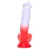 Sunfo - dildo ar piesūcekni un sēkliniekiem 21cm caurspīdīgs-sarkans