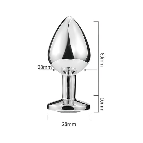 Sunfo - anālais plugs ar sirds formas akmeni metāls sudraba balts