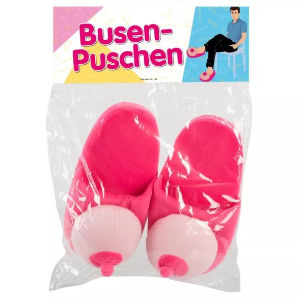 Plīša čības - krūšu forma - rozā