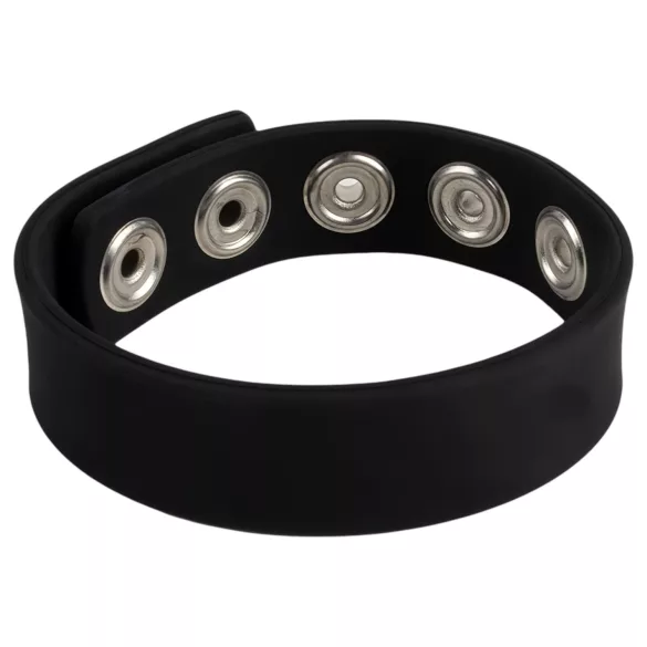 Pulselock Forge - regulējams silikona dzimumlocekļa gredzens ar spiedpogu (melns) - 228 mm