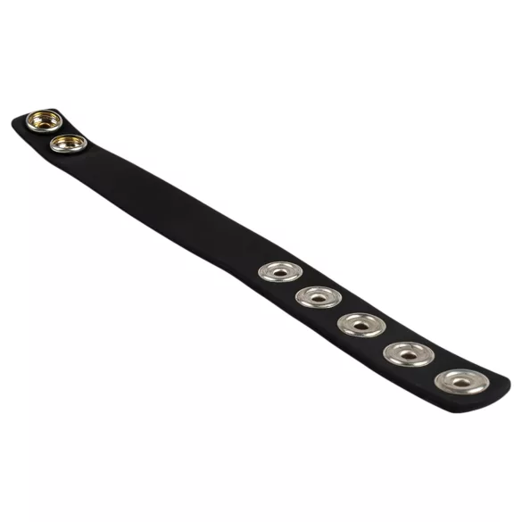 Pulselock Forge - regulējams silikona dzimumlocekļa gredzens ar spiedpogu (melns) - 228 mm