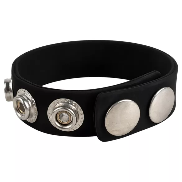 Pulselock Forge - regulējams silikona dzimumlocekļa gredzens ar spiedpogu (melns) - 228 mm