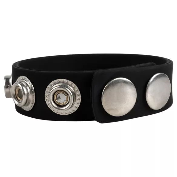 Pulselock Forge - regulējams silikona dzimumlocekļa gredzens ar spiedpogu (melns) - 228 mm