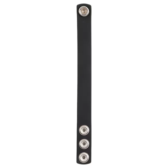 Pulselock Forge - regulējams ar spiedpogām aprīkots silikona dzimumlocekļa gredzens (melns) - 200 mm