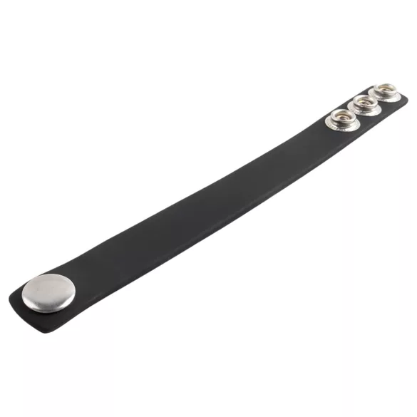 Pulselock Forge - regulējams ar spiedpogām aprīkots silikona dzimumlocekļa gredzens (melns) - 200 mm