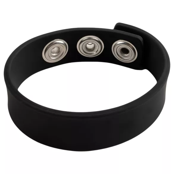 Pulselock Forge - regulējams ar spiedpogām aprīkots silikona dzimumlocekļa gredzens (melns) - 200 mm