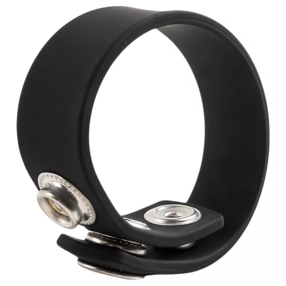 Pulselock Forge - regulējams ar spiedpogām aprīkots silikona dzimumlocekļa gredzens (melns) - 200 mm