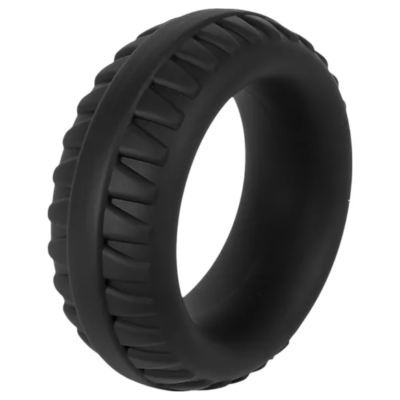 Pulselock Forge - riepas raksta silikona dzimumlocekļa gredzens (melns) - 35 mm