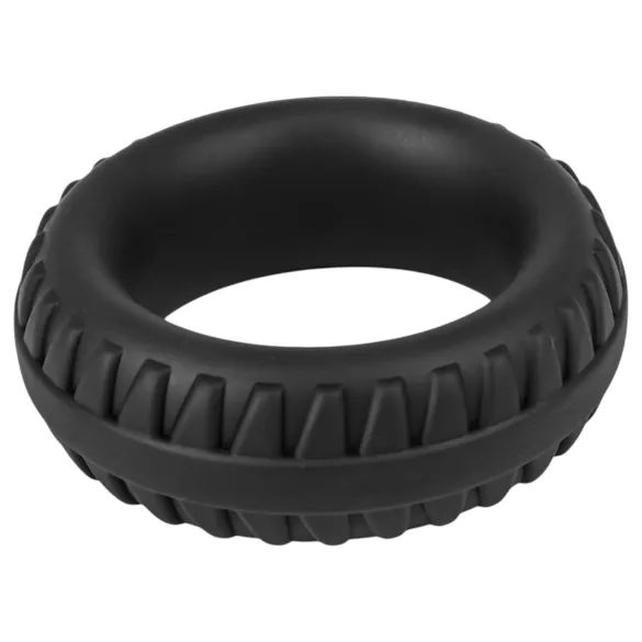 Pulselock Forge - riepas raksta silikona dzimumlocekļa gredzens (melns) - 35 mm
