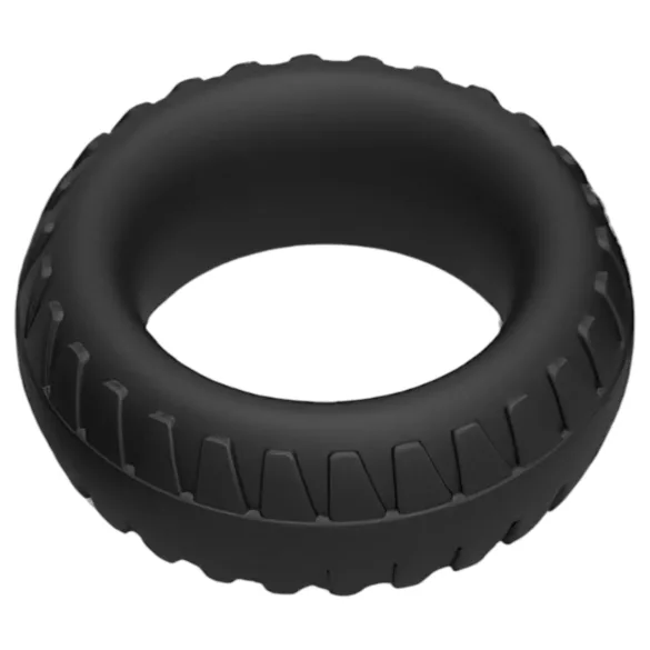 Pulselock Forge - riepas raksta silikona dzimumlocekļa gredzens (melns) - 30 mm