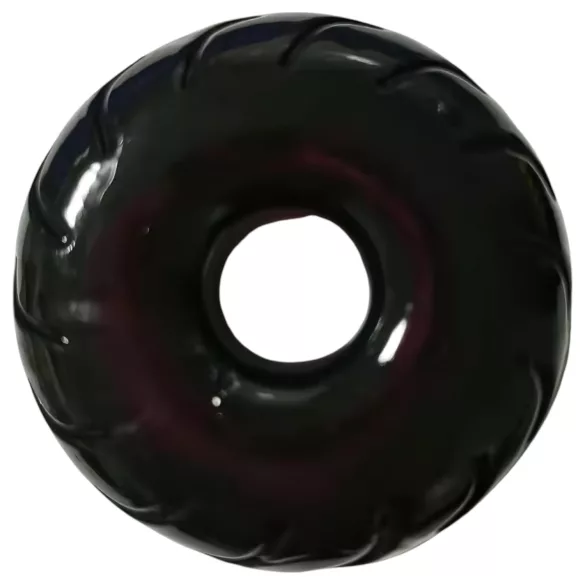 Pulselock Forge - ritenīša raksta TPE dzimumlocekļa gredzens (melns) - 19 mm