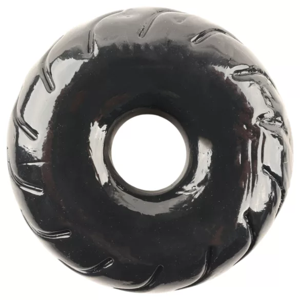 Pulselock Forge - ritenīša raksta TPE dzimumlocekļa gredzens (melns) - 19 mm