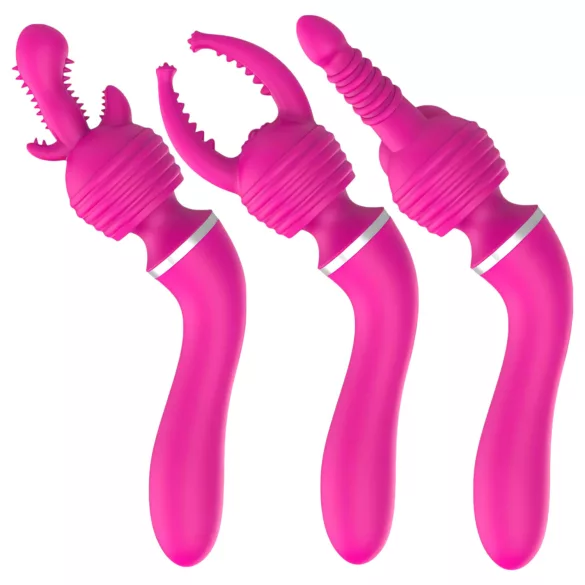 Lonely 2in1 - masāžas un G-punkta vibrators ar 3 uzgaļiem rozā