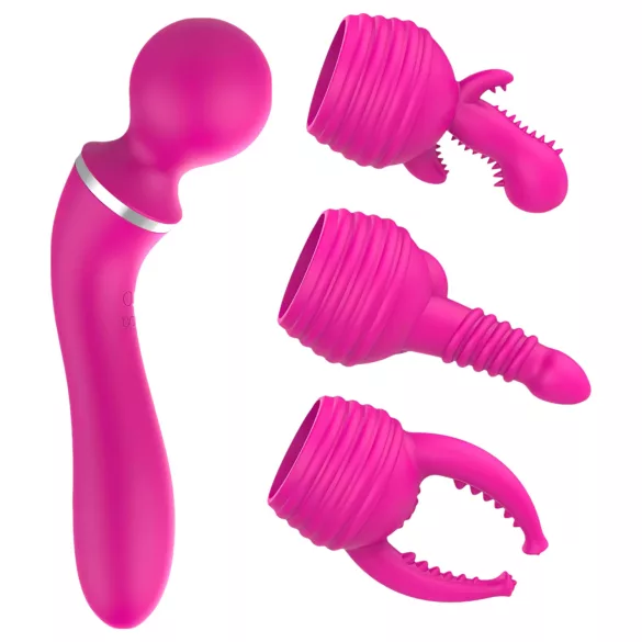 Lonely 2in1 - masāžas un G-punkta vibrators ar 3 uzgaļiem rozā