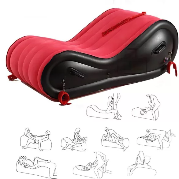 Magic Pillow - piepūšams BDSM mēbeles ar roku dzelžiem liels sarkans