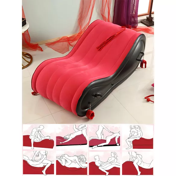Magic Pillow - piepūšams BDSM mēbeles ar roku dzelžiem liels sarkans